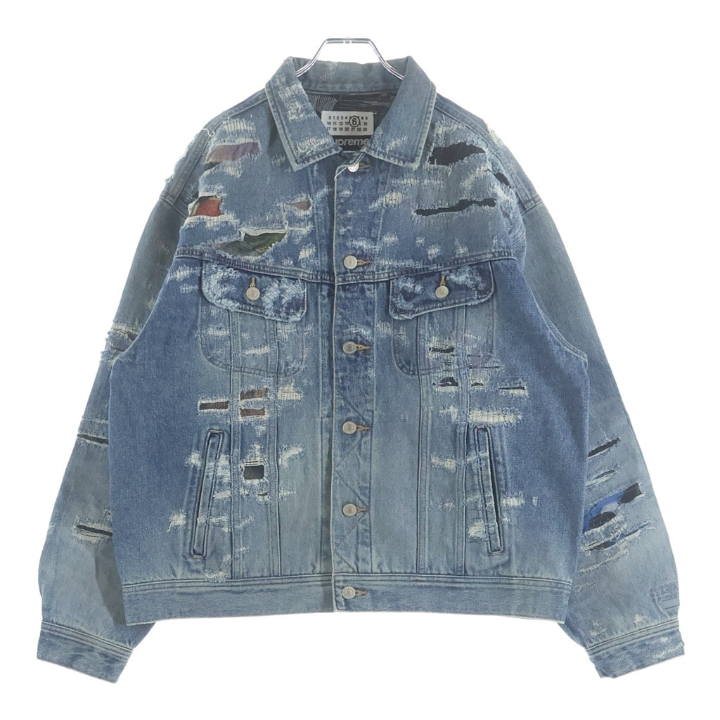 SUPREME(シュプリーム) 26SS ×MM6 Maison Margiela Distressed Selvedge Denim Trucker Jacket メゾンマルジェラ ディストレスド セルビッジデニムトラッカージャケット