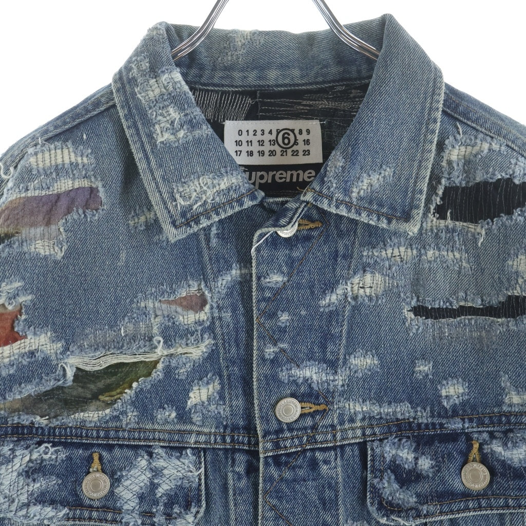 SUPREME(シュプリーム) 26SS ×MM6 Maison Margiela Distressed Selvedge Denim Trucker Jacket メゾンマルジェラ ディストレスド セルビッジデニムトラッカージャケット