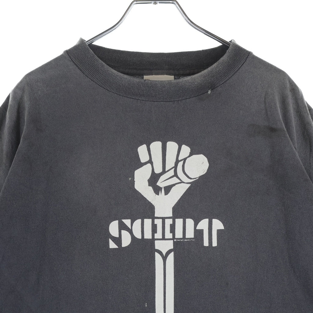 SAINT MICHAEL(セントマイケル) 25AW SS TEE FIST ダメージ加工 半袖Tシャツ グレー SM-HR1-0000-001