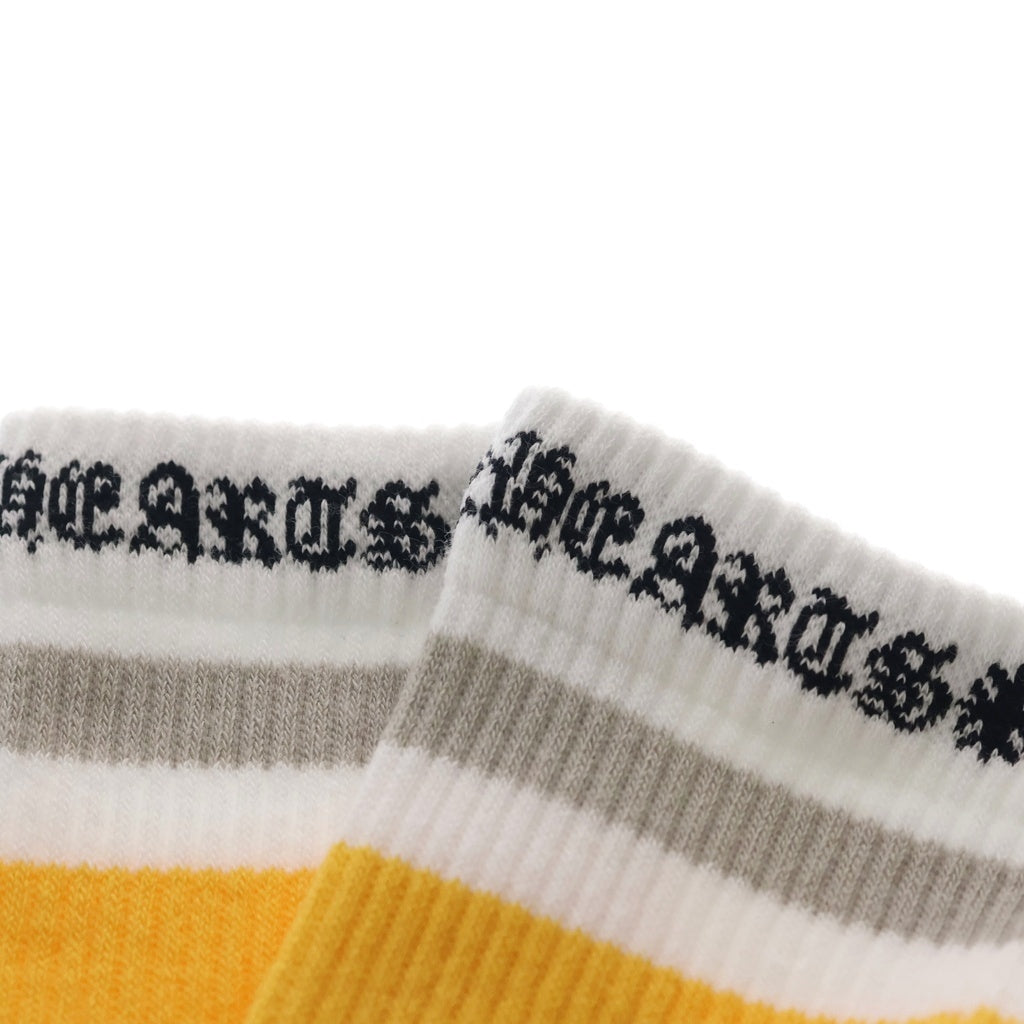 CHROME HEARTS(クロムハーツ) ヴァインダガー刺繍 ストライプ ソックス 靴下 ホワイト/イエロー/ブラック