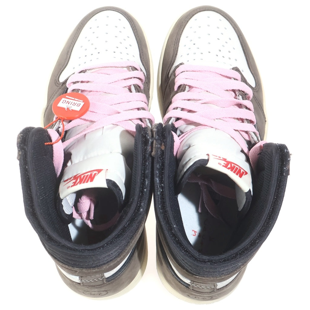 NIKE(ナイキ) ×TRAVIS SCOTT AIR JORDAN 1 HIGH OG TS SP CD4487-100 トラヴィススコット エアジョーダン1 ハイカットスニーカー ブラウン/ホワイト US9/27cm