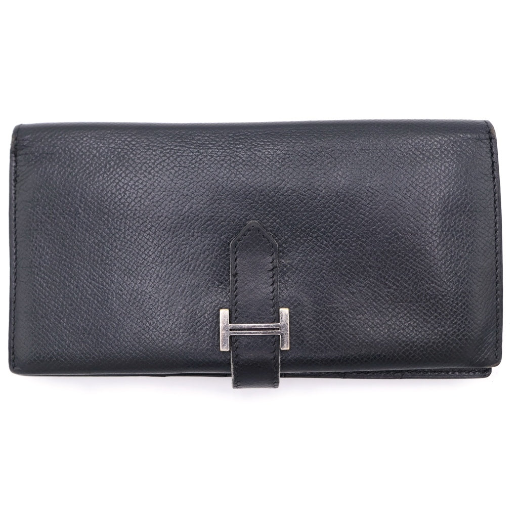 HERMES(エルメス) ベアン クラシック ロングウォレット 長財布 カードケース ブラック ヴォーエプソン □F刻印 シルバー金具