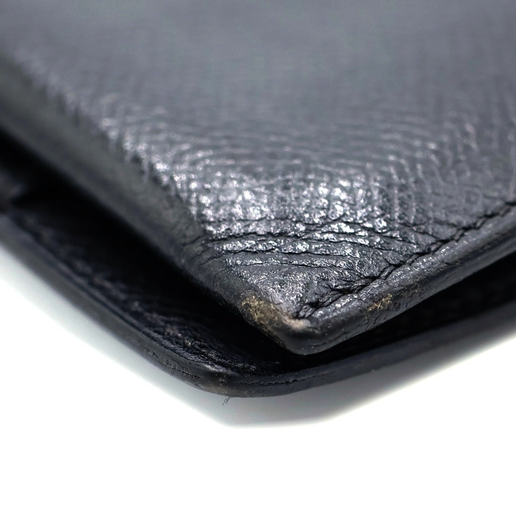 HERMES(エルメス) ベアン クラシック ロングウォレット 長財布 カードケース ブラック ヴォーエプソン □F刻印 シルバー金具