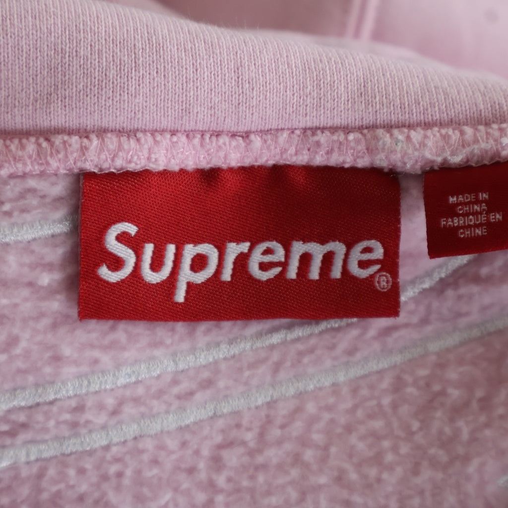 SUPREME(シュプリーム) 23AW Satin Applique Hooded Sweatshirt サテンアップリケフーディー プルオーバーパーカー ピンク