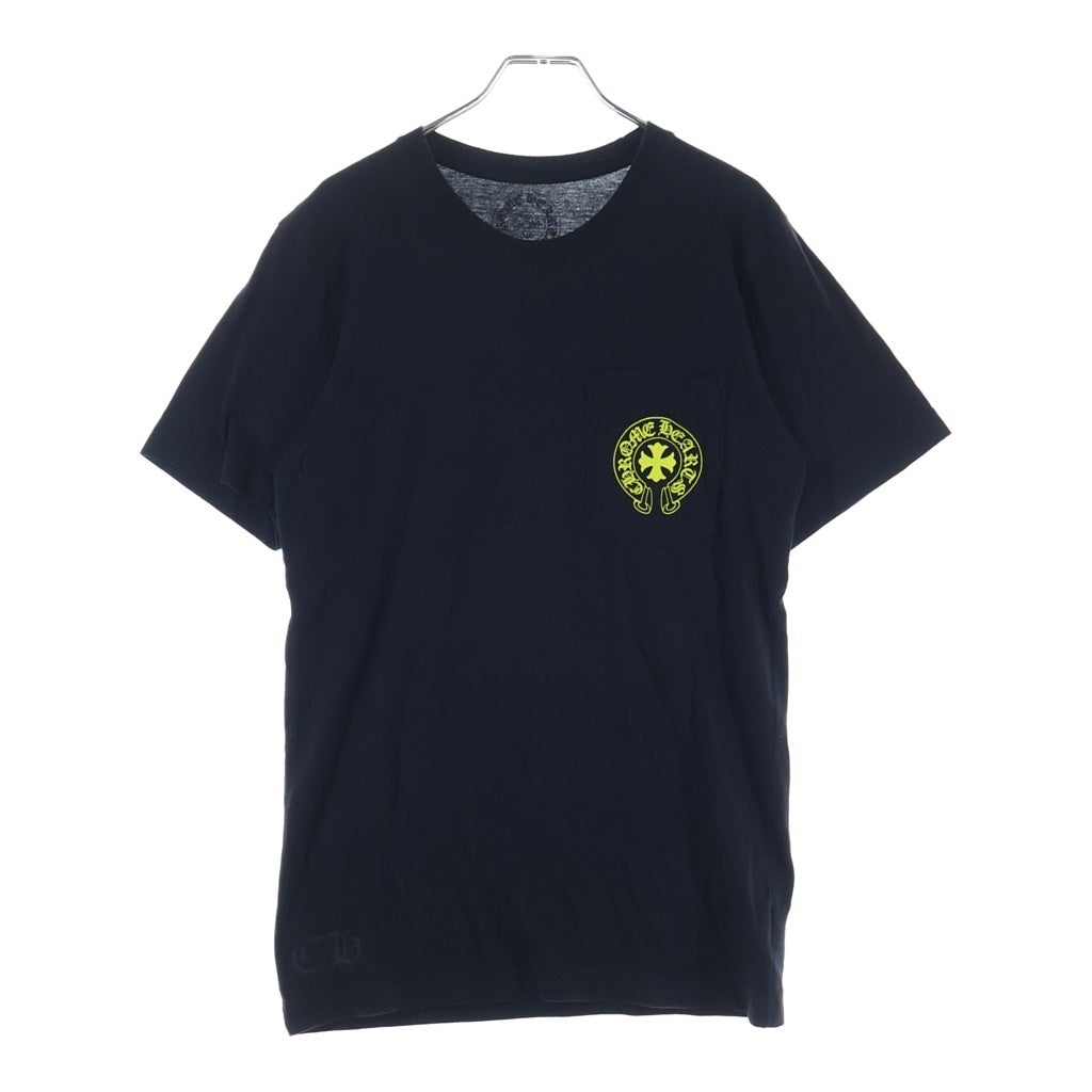 CHROME HEARTS(クロムハーツ) VERTICAL LOGO バーティカル ロゴ プリント 半袖カットソー Tシャツ ブラック/イエロー