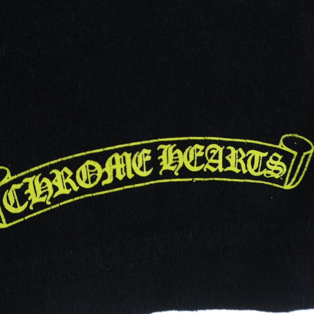 CHROME HEARTS(クロムハーツ) VERTICAL LOGO バーティカル ロゴ プリント 半袖カットソー Tシャツ ブラック/イエロー