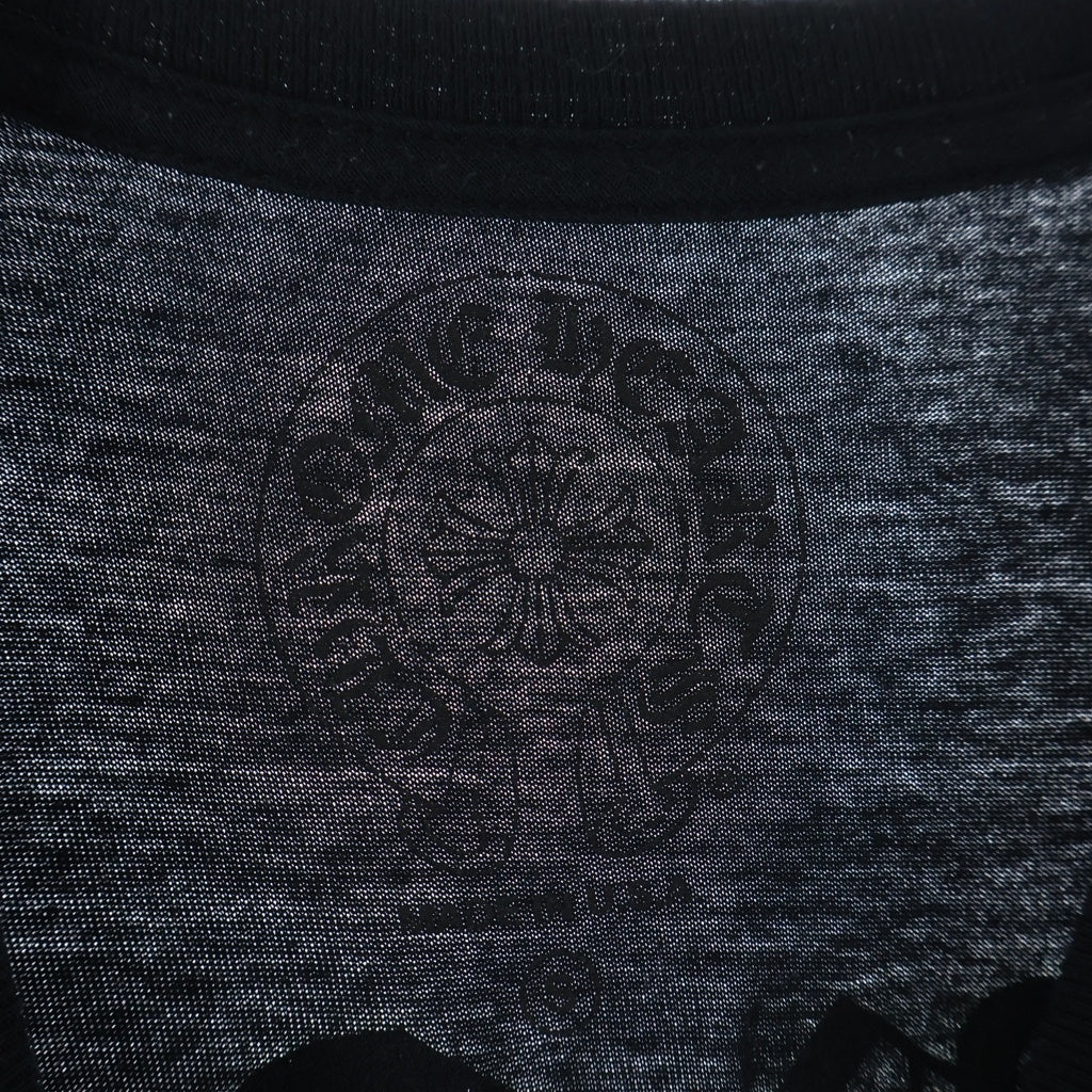 CHROME HEARTS(クロムハーツ) VERTICAL LOGO バーティカル ロゴ プリント 半袖カットソー Tシャツ ブラック/イエロー