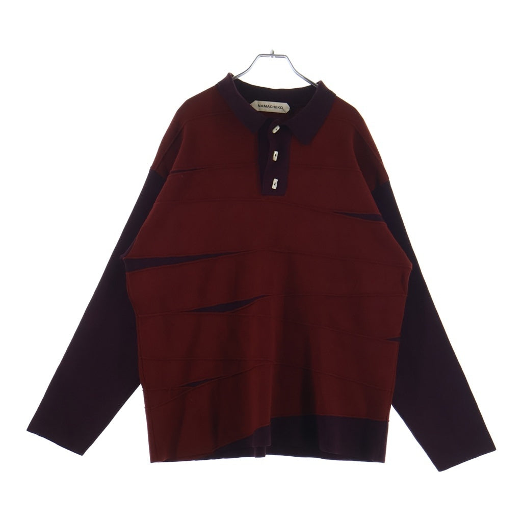 NAMACHEKO(ナマチェコ) Sly Bandage ロングスリーブ ニットポロシャツ レッド NS24-7100-4004