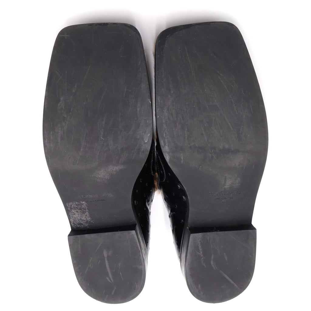 MARTINE ROSE(マーティンローズ) Square Toe Loafer スクエアトゥ レオパード ローファー ブラック 1078LE03001