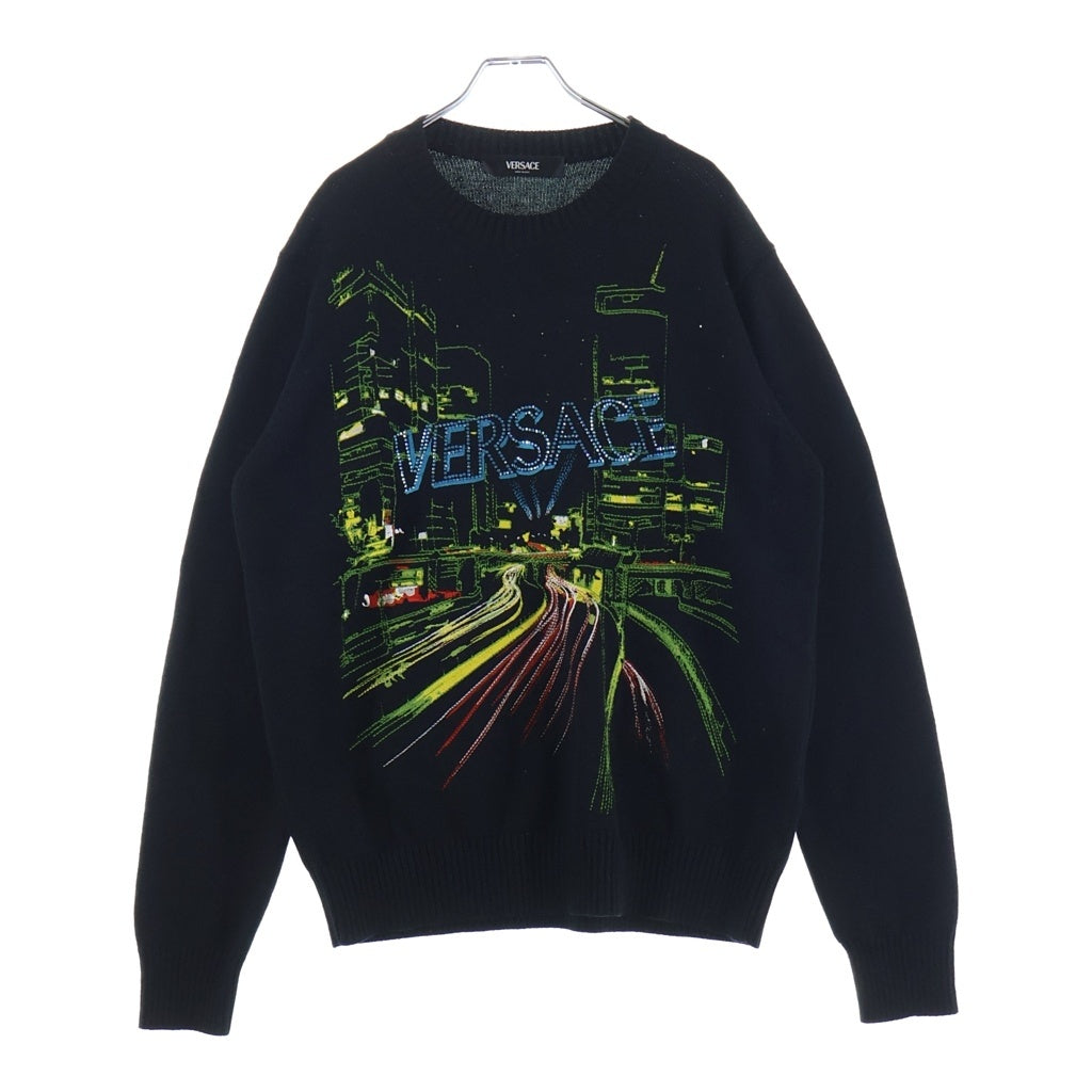 VERSACE(ヴェルサーチ) パッチロゴ ジップアップ ドライバーズニット ブラック 1017009 1A12071