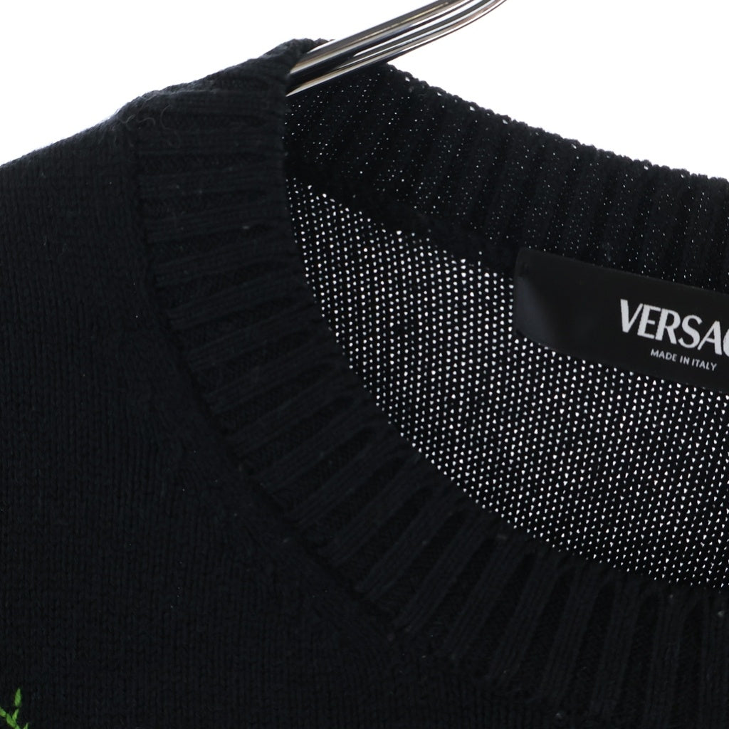 VERSACE(ヴェルサーチ) パッチロゴ ジップアップ ドライバーズニット ブラック 1017009 1A12071