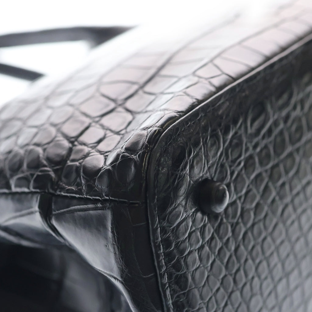 NO BRAND(ノーブランド) 【THE LAST ART PROJECT ザ ラストアートプロダクション】 PREMIUM CROCO LOUNGE TOTE 極上クロコダイルレザー トートバッグ ブラック レディース