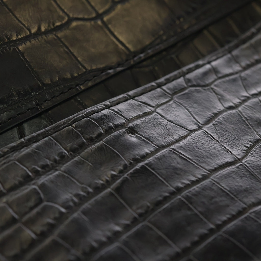 NO BRAND(ノーブランド) 【THE LAST ART PROJECT ザ ラストアートプロダクション】 PREMIUM CROCO LOUNGE TOTE 極上クロコダイルレザー トートバッグ ブラック レディース