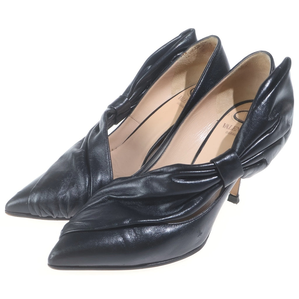 VALENTINO(ヴァレンティノ) Bow Shoes レザー ハイヒール パンプス ブラック レディース