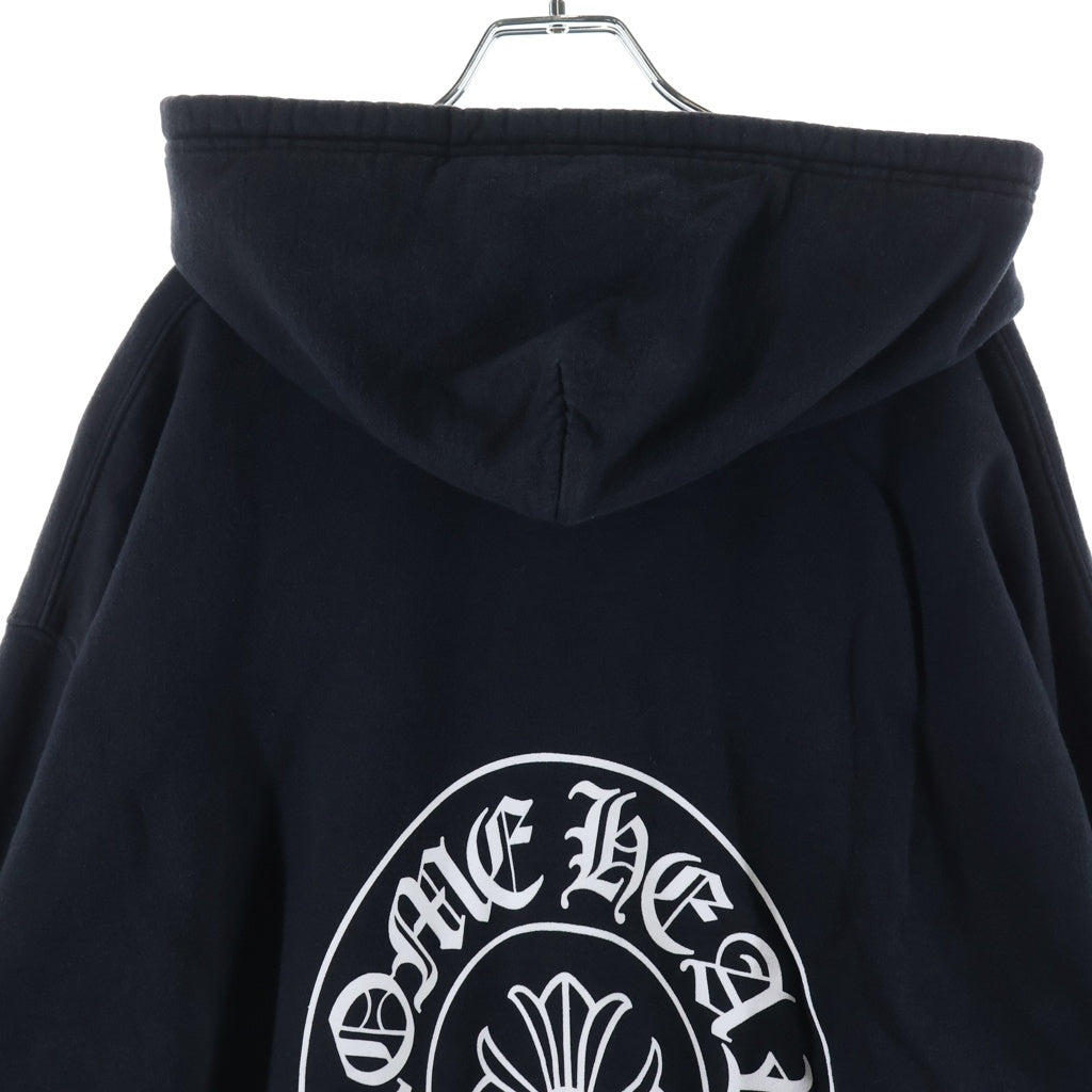 CHROME HEARTS(クロムハーツ) SWTSHRT HD ZIP ダガージップ マリブ限定 アームフローラル バックホースシュープリント 裏地サーマル ジップアップスウェットパーカー フーディー ブラック