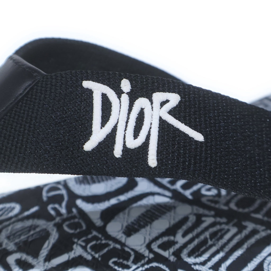 Dior HOMME(ディオールオム) ×SHAWN STUSSY ショーンフォントロゴ ステューシー ビーチサンダル シューズ ブラック/ホワイト