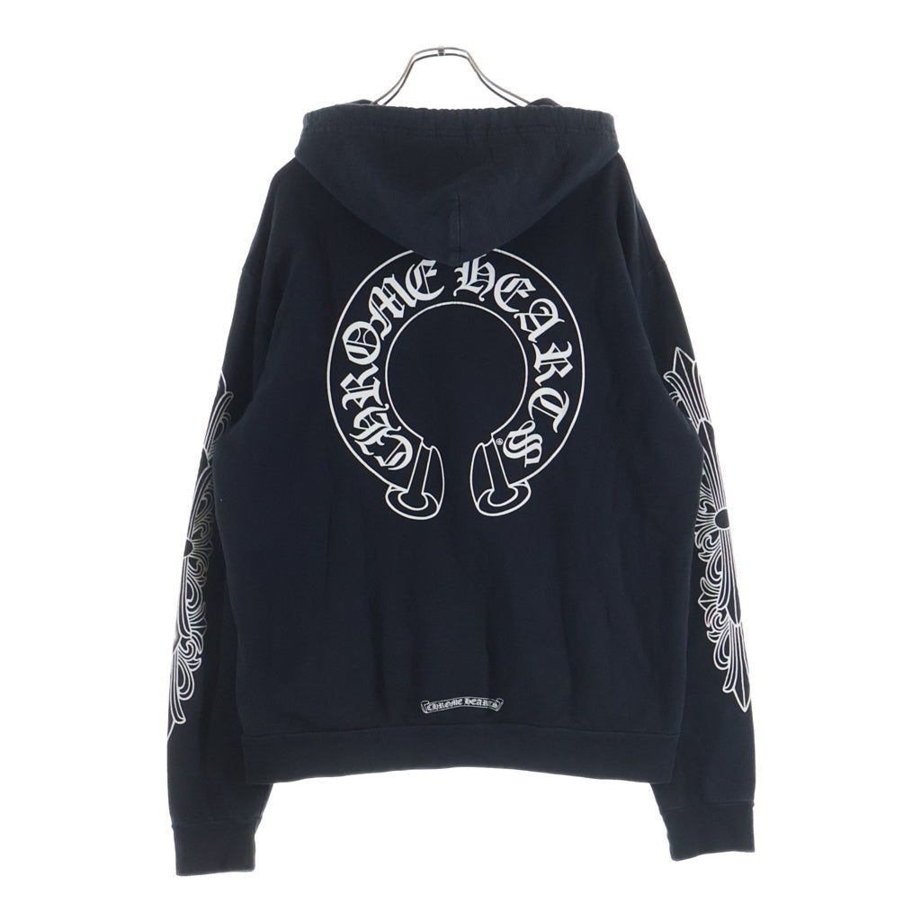 CHROME HEARTS(クロムハーツ) SWTSHRT PLVR 袖フローラル バックホースシュープリント スウェット プルオーバーパーカー ブラック