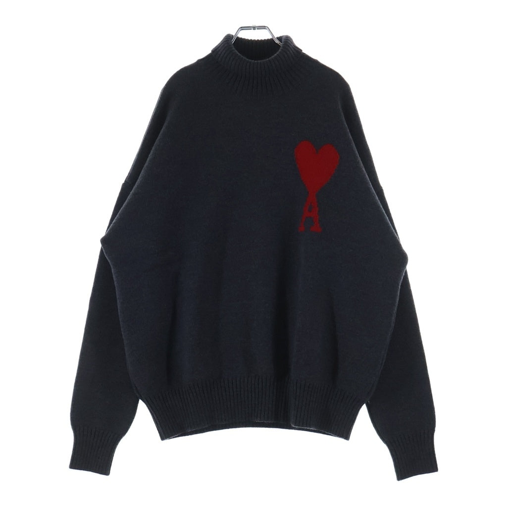 AMI Alexandre Mattiussi(アミアレクサンドルマテュッシ) Knit Sweater ハートロゴ タートルネックセーター ウールニット グレー UKS402.018