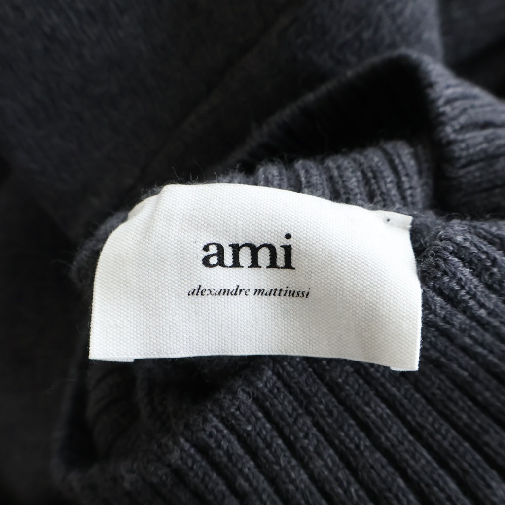 AMI Alexandre Mattiussi(アミアレクサンドルマテュッシ) Knit Sweater ハートロゴ タートルネックセーター ウールニット グレー UKS402.018