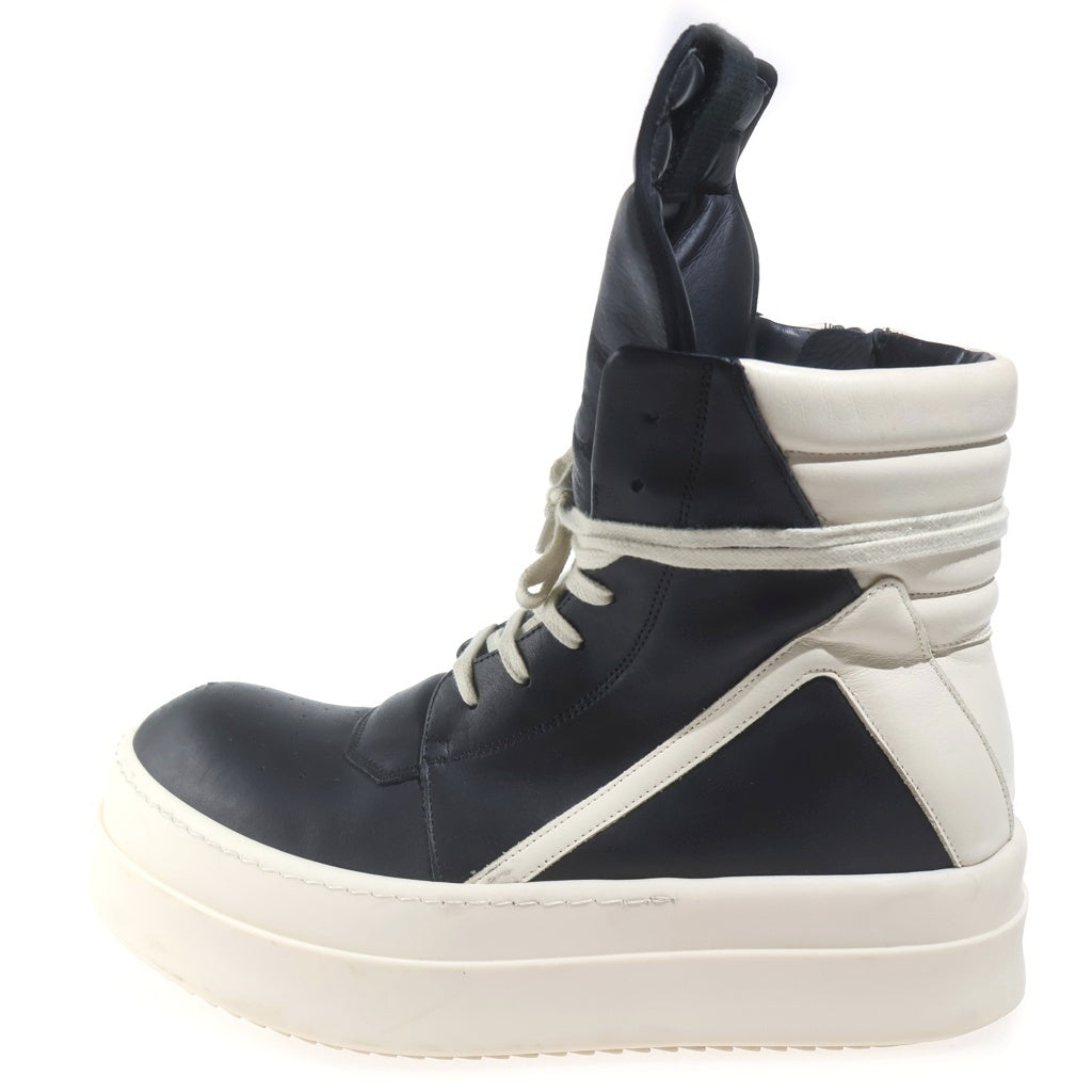 Rick Owens(リックオウエンス) MEGA BUMPER GEOBASKET メガバンパー ジオバスケット サイドジップ レザー ハイカットスニーカー ブラック/ホワイト RU01D3868