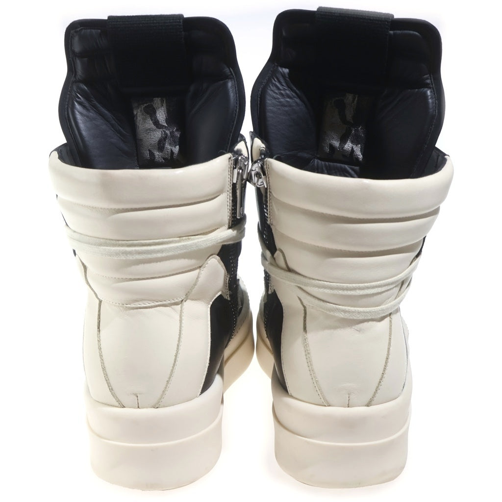 Rick Owens(リックオウエンス) MEGA BUMPER GEOBASKET メガバンパー ジオバスケット サイドジップ レザー ハイカットスニーカー ブラック/ホワイト RU01D3868