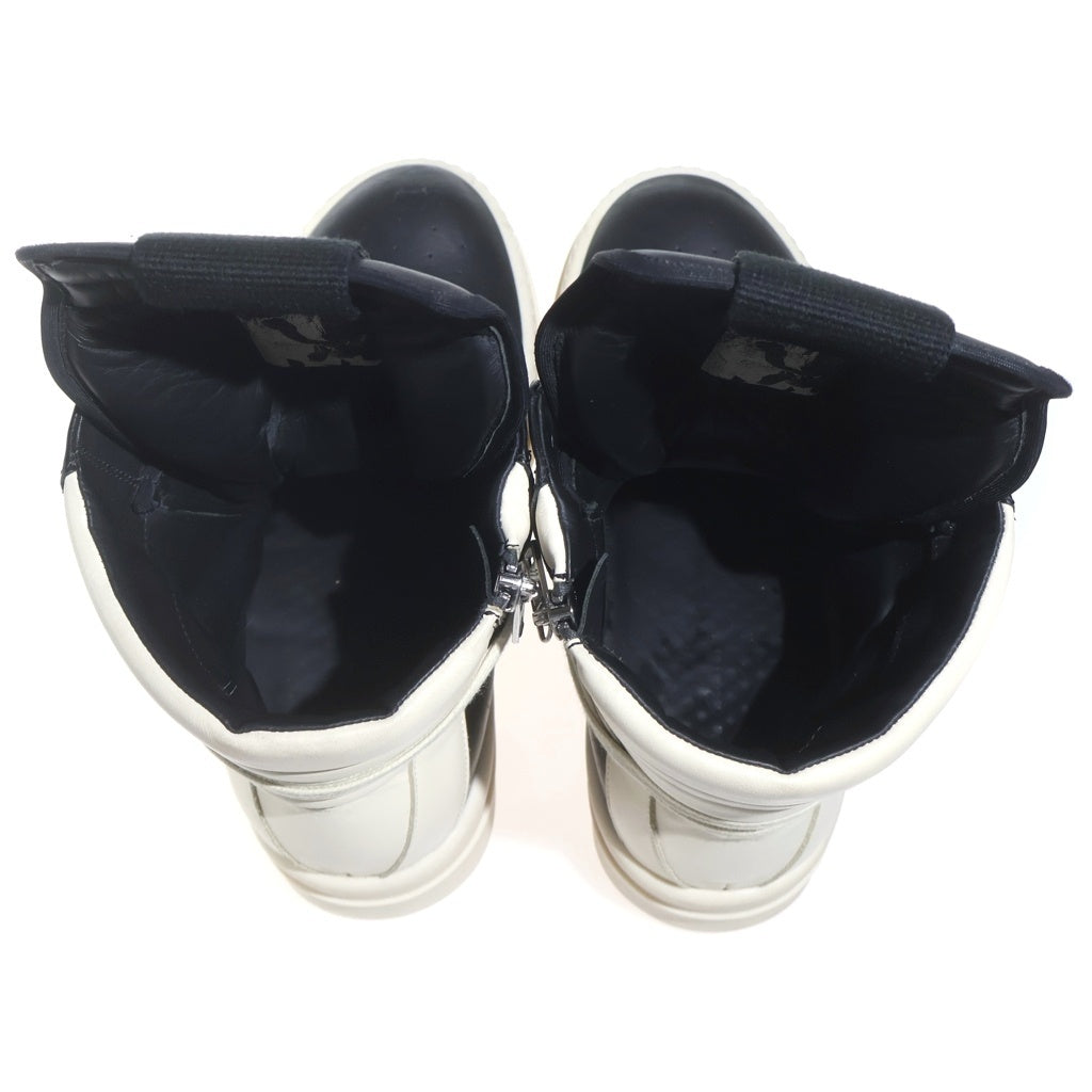 Rick Owens(リックオウエンス) MEGA BUMPER GEOBASKET メガバンパー ジオバスケット サイドジップ レザー ハイカットスニーカー ブラック/ホワイト RU01D3868
