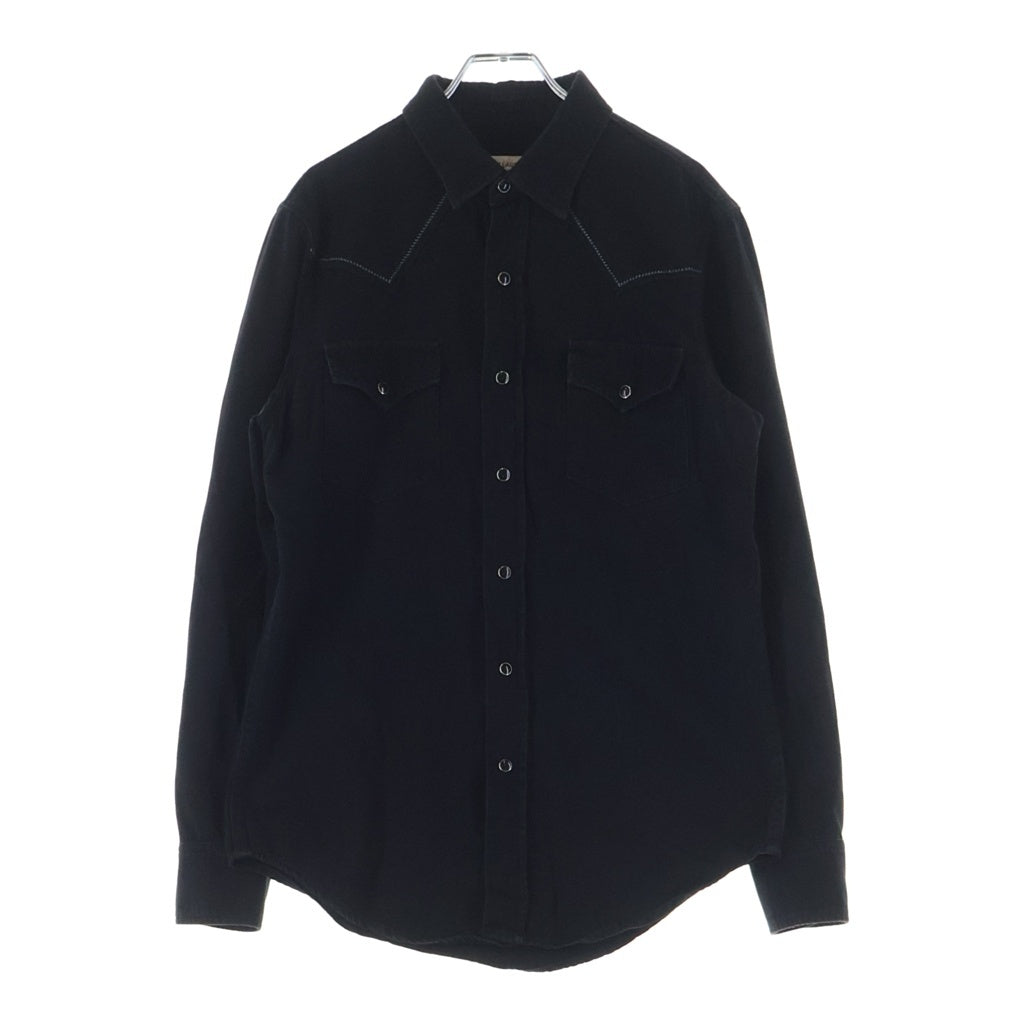 SAINT LAURENT PARIS(サンローランパリ) 19AW ボタンフライ コットン ウエスタン 長袖シャツ ブラック 531727