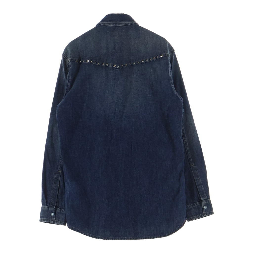 VALENTINO ヴァレンティノ スタッズ付き ボタンフライデニム 長袖シャツ インディゴ PV3DB93J4P6 VALENTINO(ヴァレンティノ) スタッズ付き ボタンフライデニム 長袖
