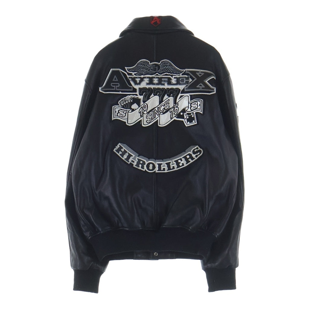 AVIREX(アヴィレックス) VARSITY LEATHER JACKET ロゴパッチ付き レザージャケット ブラック