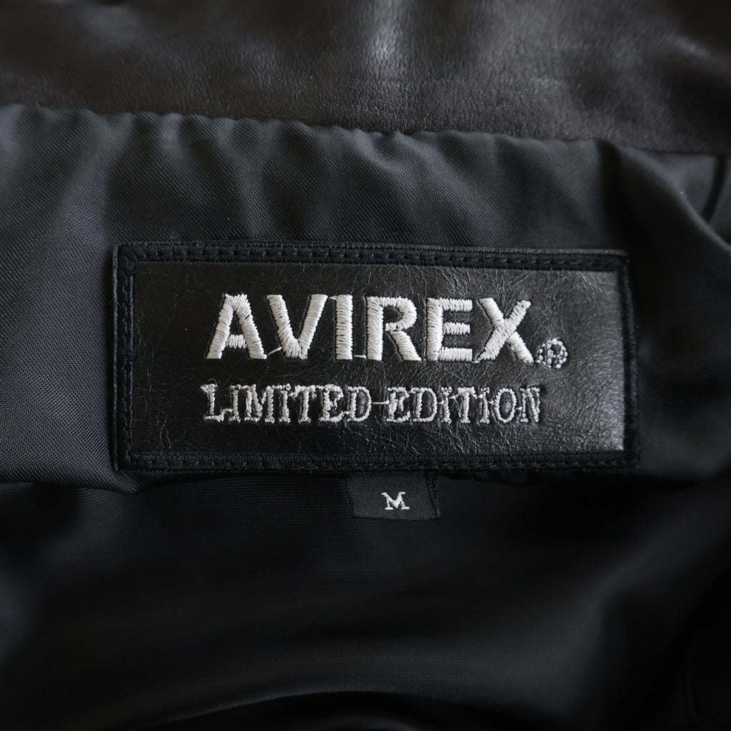 AVIREX(アヴィレックス) VARSITY LEATHER JACKET ロゴパッチ付き レザージャケット ブラック