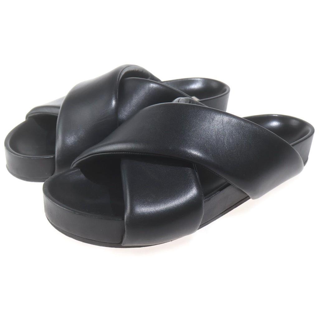 JIL SANDER(ジルサンダー) NAPPA SENTANIL シープ レザー クロスストラップ スライド サンダル ブラック J32WP0001 P4838