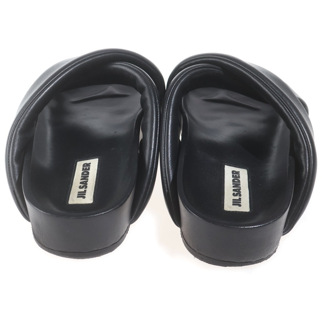 JIL SANDER(ジルサンダー) NAPPA SENTANIL シープ レザー クロスストラップ スライド サンダル ブラック J32WP0001 P4838
