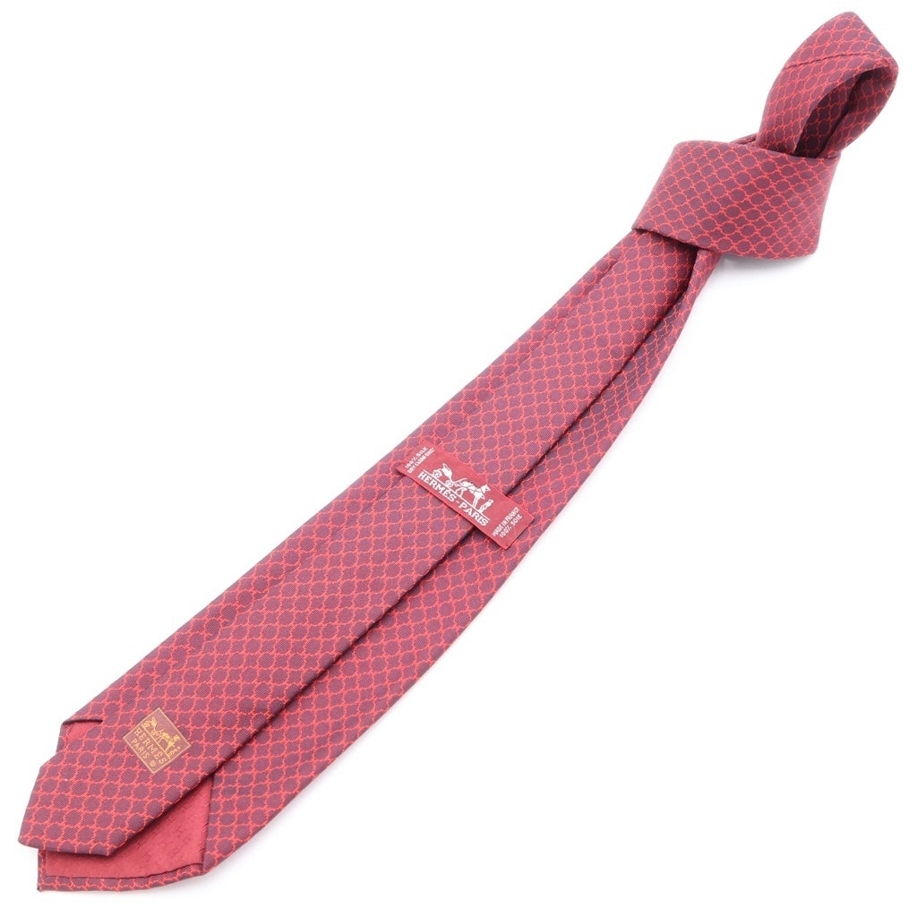 HERMES(エルメス) 総柄 シルクネクタイ レッド