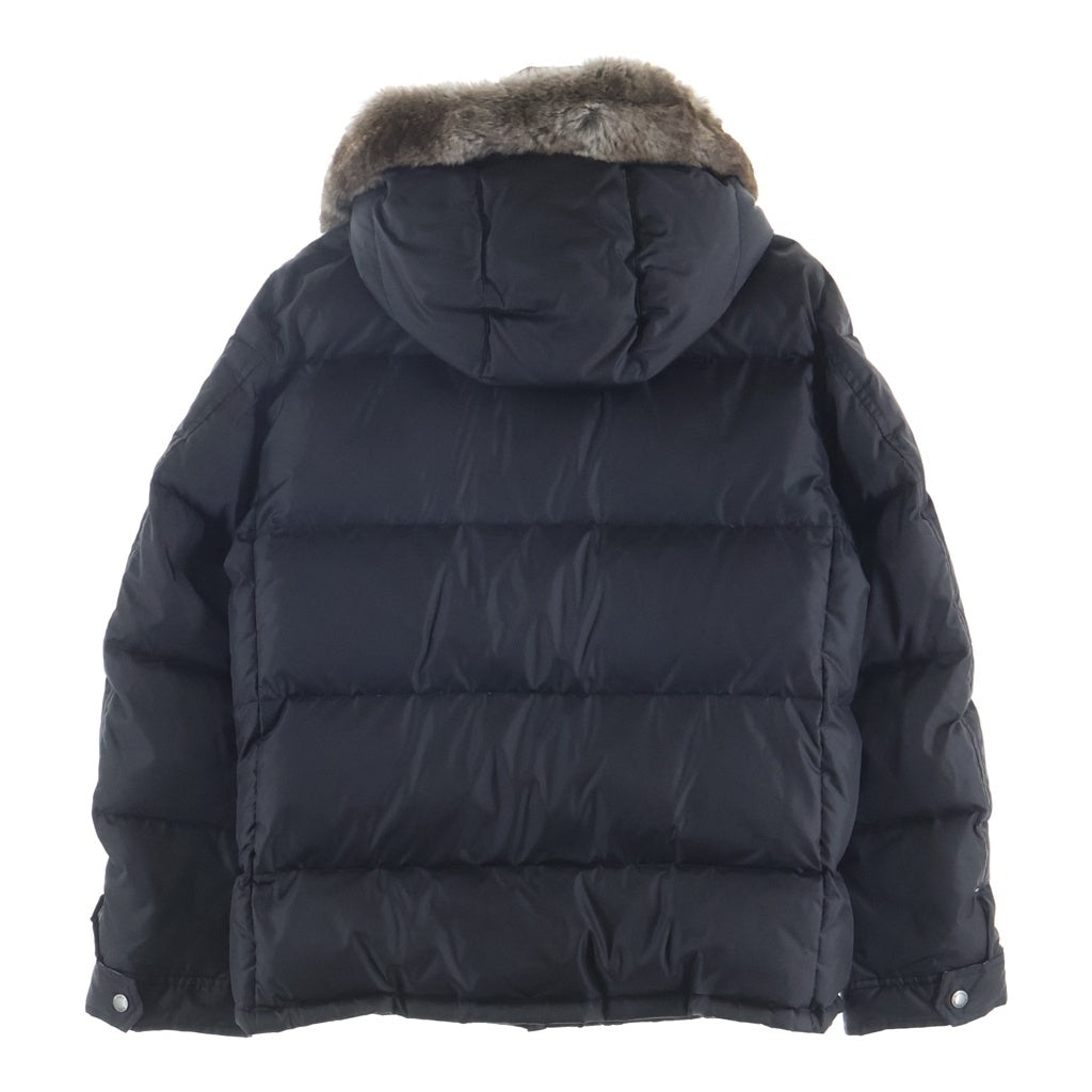 BURBERRY BLACK LABEL(バーバリー ブラックレーベル) ナイロンフードダウンジャケット ラビットファー ブラック BMP04-133-09