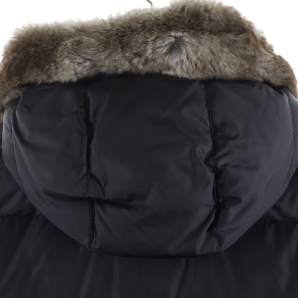 BURBERRY BLACK LABEL(バーバリー ブラックレーベル) ナイロンフードダウンジャケット ラビットファー ブラック BMP04-133-09