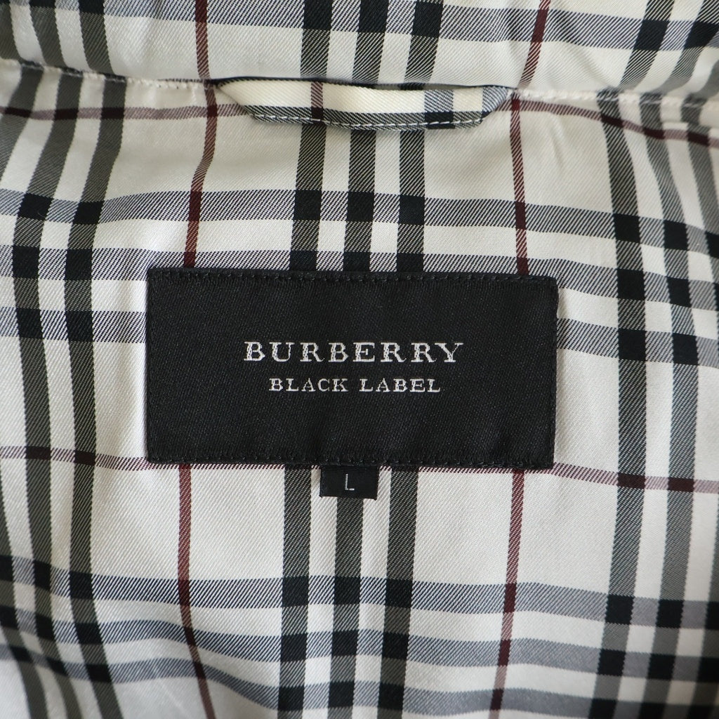 BURBERRY BLACK LABEL(バーバリー ブラックレーベル) ナイロンフードダウンジャケット ラビットファー ブラック BMP04-133-09
