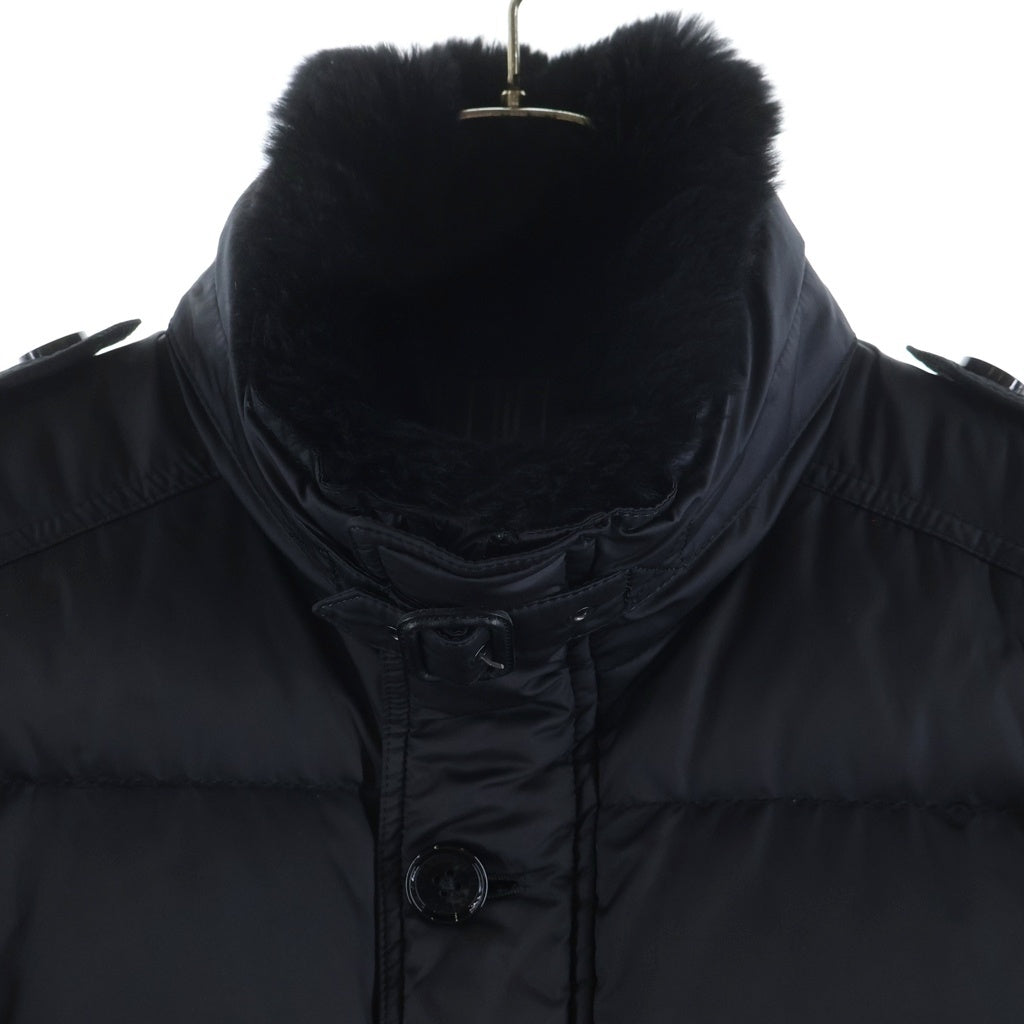 BURBERRY BLACK LABEL(バーバリー ブラックレーベル) ポリエステルフードダウンジャケット ラビットファー ブラック レディース D1F54-255-09