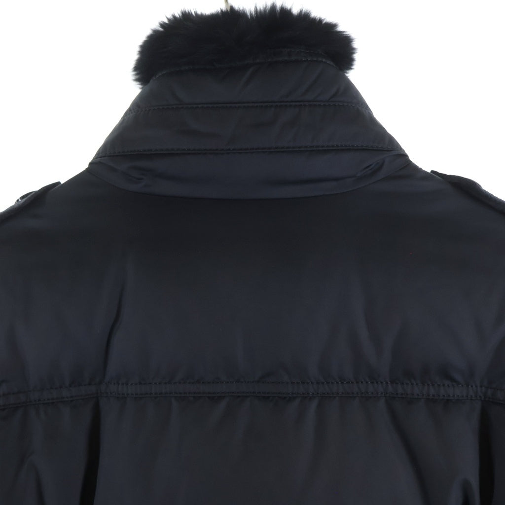 BURBERRY BLACK LABEL(バーバリー ブラックレーベル) ポリエステルフードダウンジャケット ラビットファー ブラック レディース D1F54-255-09