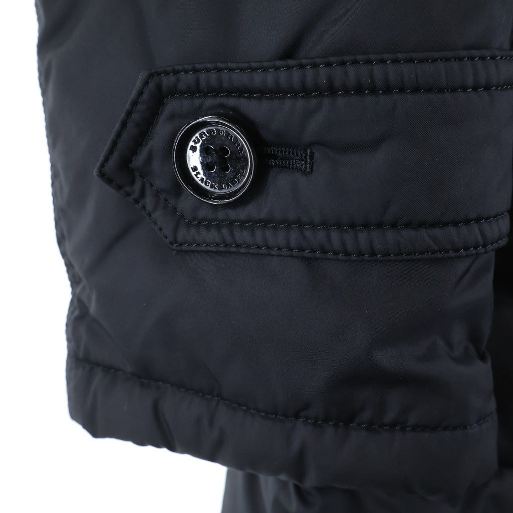 BURBERRY BLACK LABEL(バーバリー ブラックレーベル) ポリエステルフードダウンジャケット ラビットファー ブラック レディース D1F54-255-09