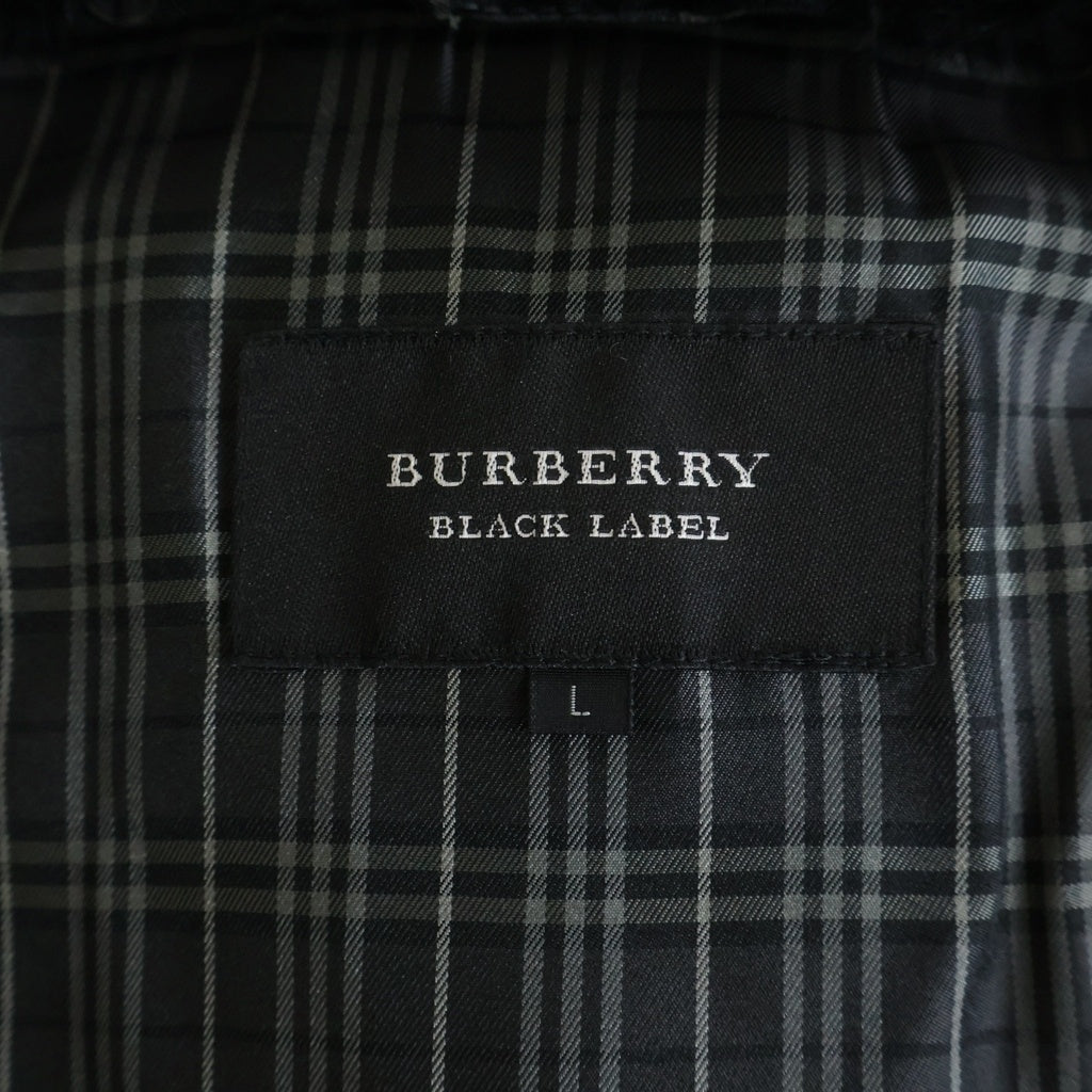 BURBERRY BLACK LABEL(バーバリー ブラックレーベル) ポリエステルフードダウンジャケット ラビットファー ブラック レディース D1F54-255-09