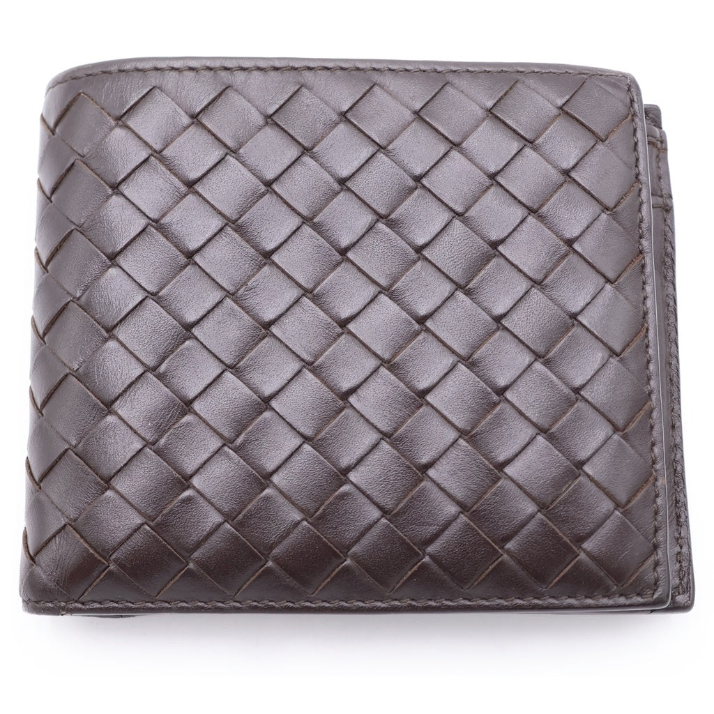 BOTTEGA VENETA(ボッテガヴェネタ) イントレチャート 二つ折り財布 レザーコンパクトウォレット コインケース ブラウン 193642-V