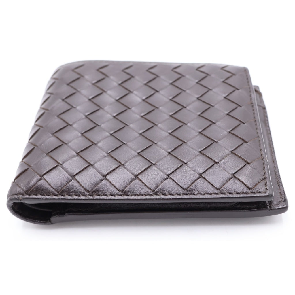 BOTTEGA VENETA(ボッテガヴェネタ) イントレチャート 二つ折り財布 レザーコンパクトウォレット コインケース ブラウン 193642-V