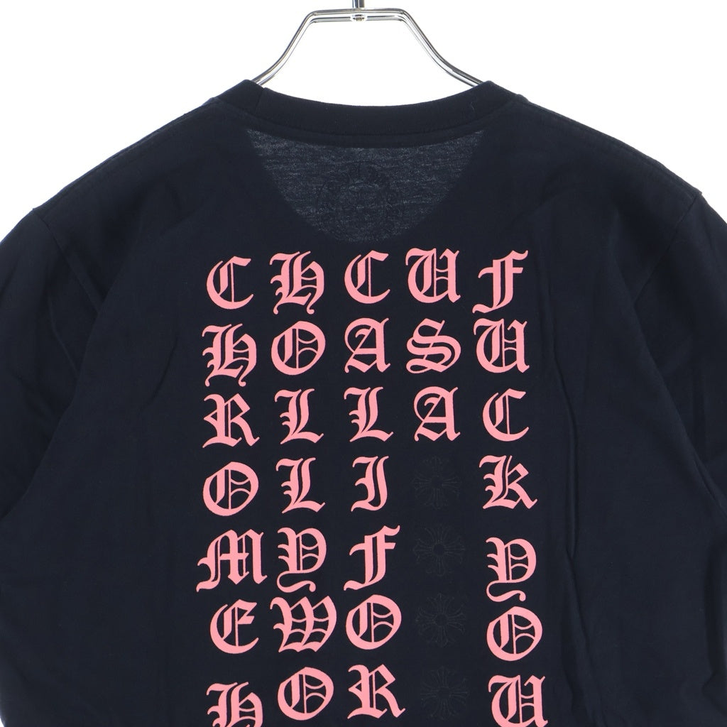 CHROME HEARTS(クロムハーツ) Pink Logo Tee ネオンピンク ロゴ 半袖Tシャツ カットソー ブラック/ピンク