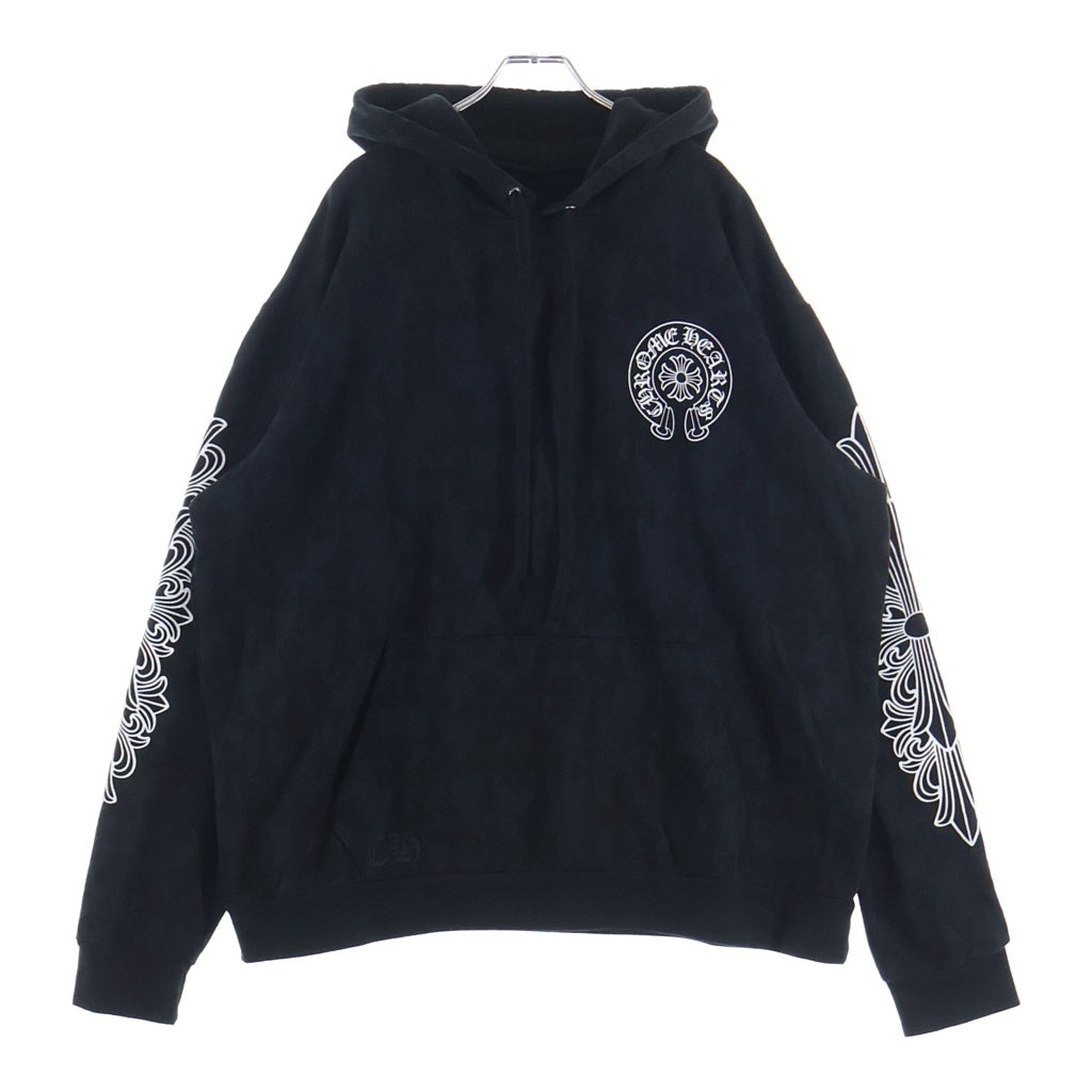 CHROME HEARTS(クロムハーツ) グレイブヤード セメタリークロス アームフローラルプリント プルオーバーパーカー フーディー ブラック
