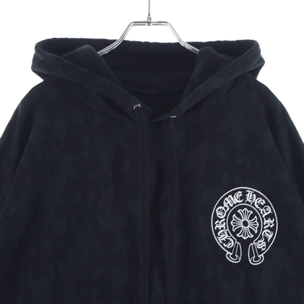 CHROME HEARTS(クロムハーツ) グレイブヤード セメタリークロス アームフローラルプリント プルオーバーパーカー フーディー ブラック