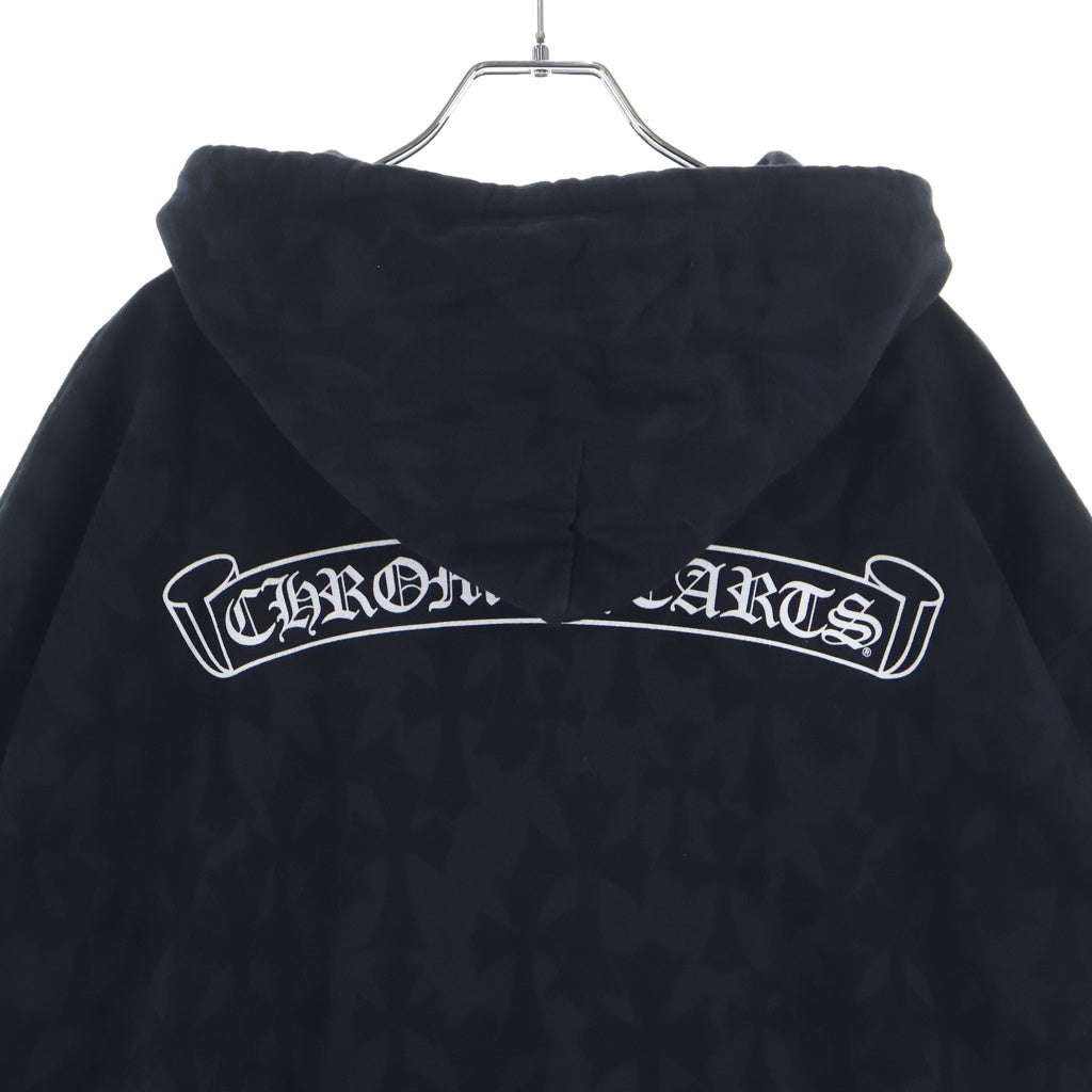 CHROME HEARTS(クロムハーツ) グレイブヤード セメタリークロス アームフローラルプリント プルオーバーパーカー フーディー ブラック