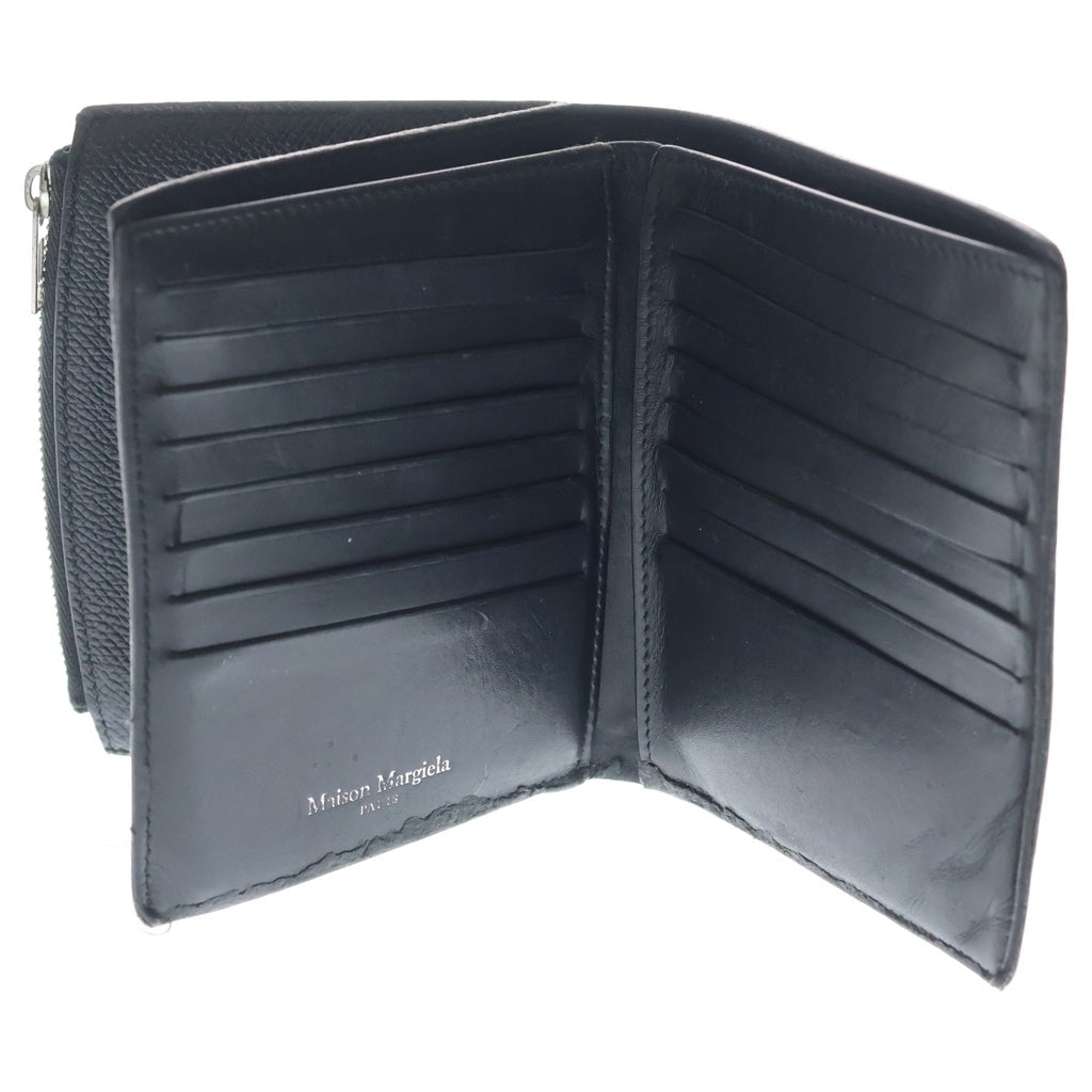 Maison Martin Margiela(メゾンマルタンマルジェラ) 4ステッチ レザーコンパクトウォレット二つ折り財布 ブラック S55UI0311