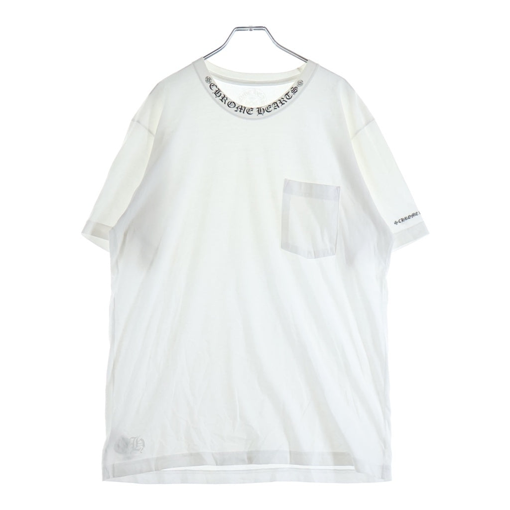 CHROME HEARTS(クロムハーツ) NECK LOGO TEE ネックロゴプリント クルーネック 半袖Tシャツ カットソー ホワイト
