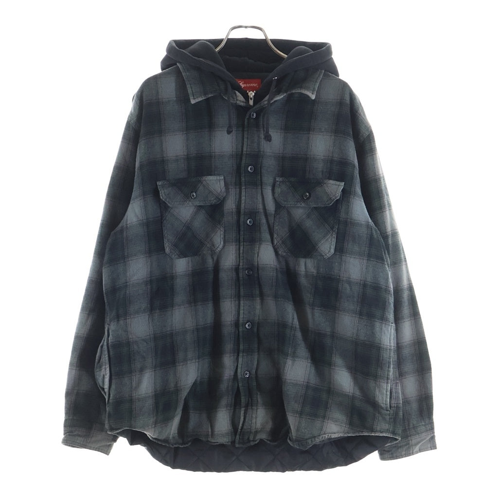 SUPREME(シュプリーム) 21AW Hooded Flannel Zip Up Shirt フードフランネルジップアップシャツ ブラック