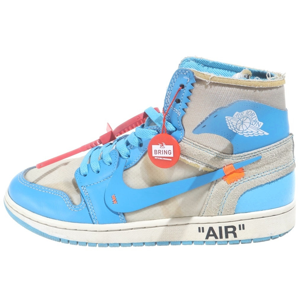 NIKE(ナイキ) ×OFF-WHITE AIR JORDAN 1 POWDER BLUE UNC AQ0818-148 オフホワイト エアジョーダン1 パウダーブルー ハイカットスニーカー ホワイト/ブルー US9/27cm